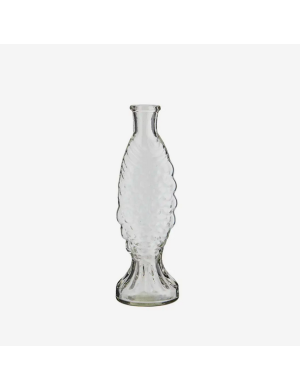 FISH GLASS VASE H20CM CLEAR